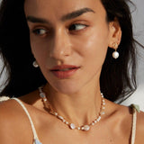 Zircon and Freshwater Pearls Pendant Earrings - Gembea Jewelry