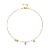 Zircon Natural Pearl Beaded Choker Necklace