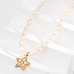 Zircon Star Pendant Pearl Beaded Necklace - Gembea Jewelry
