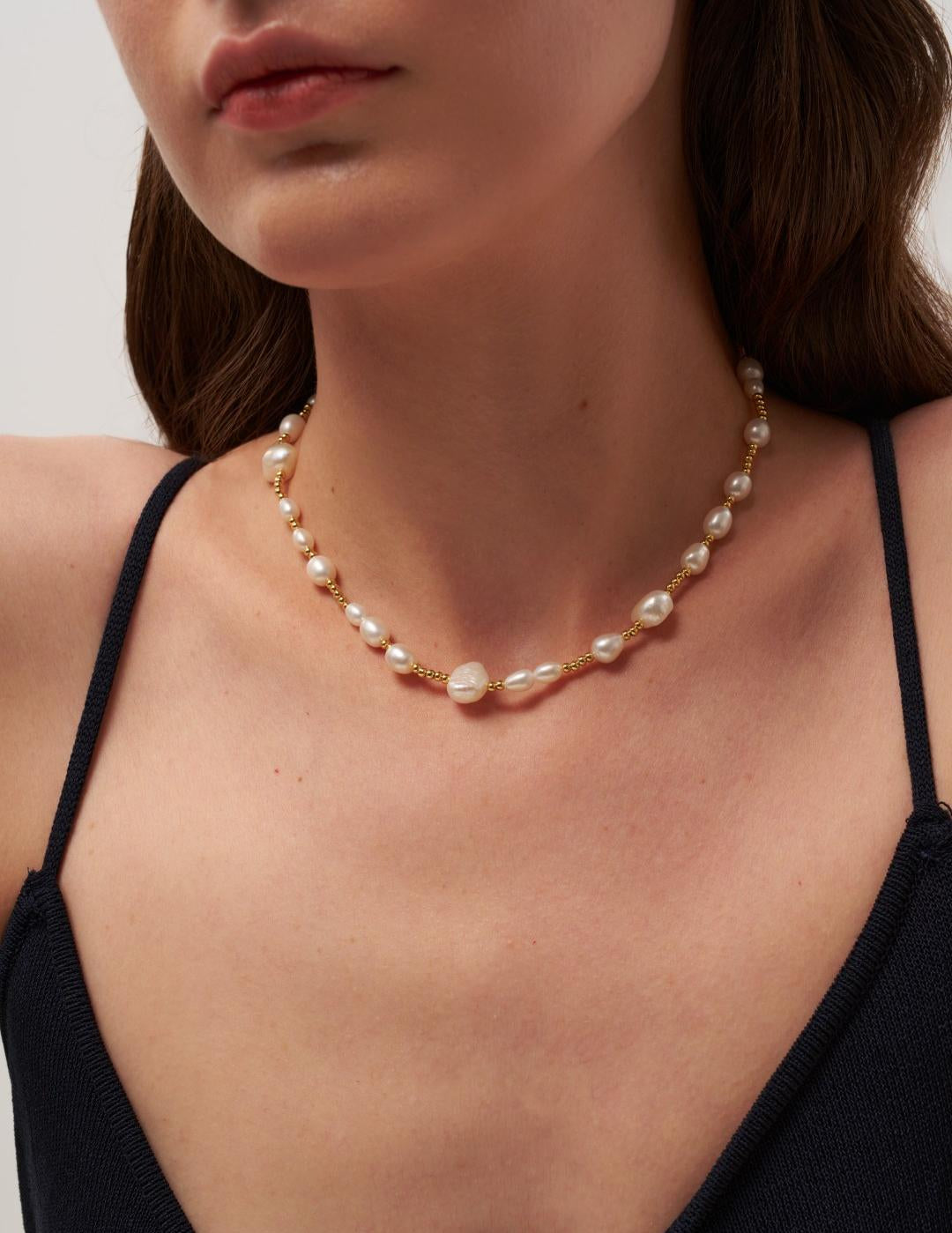 Irregular Genuine Baroque Pearl Necklace gembea jewelry