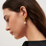 Sanded Texture Metal Irregular Pearl Drop Earrings gembea jewelry