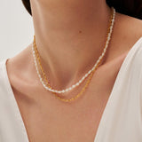 Double-layer Mini Baroque Pearl Chain Necklace gembea jewelry