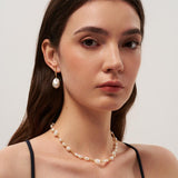 Vertical Zircon Baroque Pearl Drop Earrings gembea jewelry