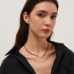 Bean Pod Black Agate Pearl Beaded Necklace gembea jewelry