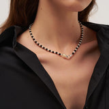 Bean Pod Black Agate Pearl Beaded Necklace gembea jewelry