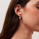 Cross Freshwater Pearl Drop Earrings gembea jewelry