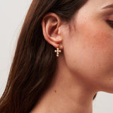 Cross Freshwater Pearl Drop Earrings gembea jewelry