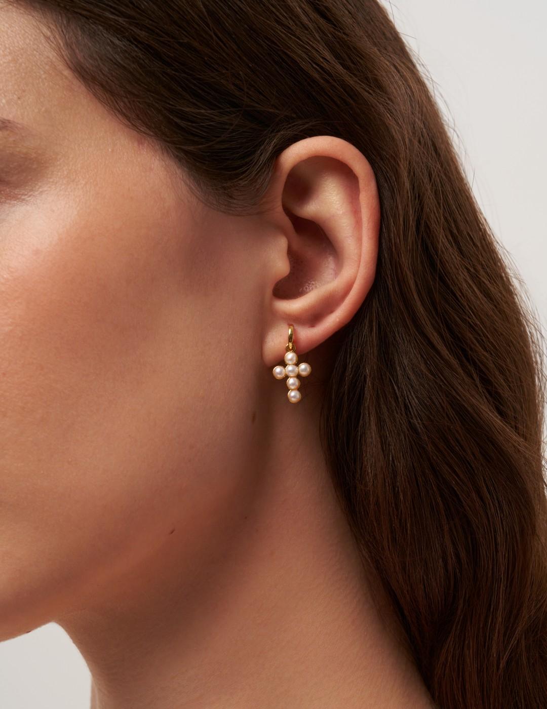 Cross Freshwater Pearl Drop Earrings gembea jewelry