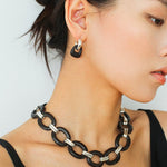 Tribal Totem Ebony Harmony Hoop Earrings-Gembea Jewelry