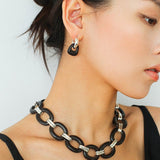 Tribal Totem Ebony Harmony Hoop Earrings-Gembea Jewelry
