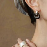 Tribal Totem Ebony Harmony Hoop Earrings-Gembea Jewelry