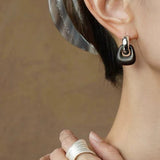 Tribal Totem Ebony Harmony Hoop Earrings-Gembea Jewelry