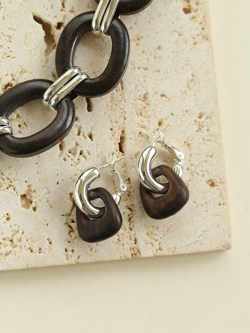Tribal Totem Ebony Harmony Hoop Earrings-Gembea Jewelry