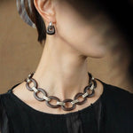 Tribal Totem Ebony Harmony Hoop Earrings-Gembea Jewelry