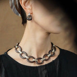 Tribal Totem Ebony Harmony Hoop Earrings-Gembea Jewelry