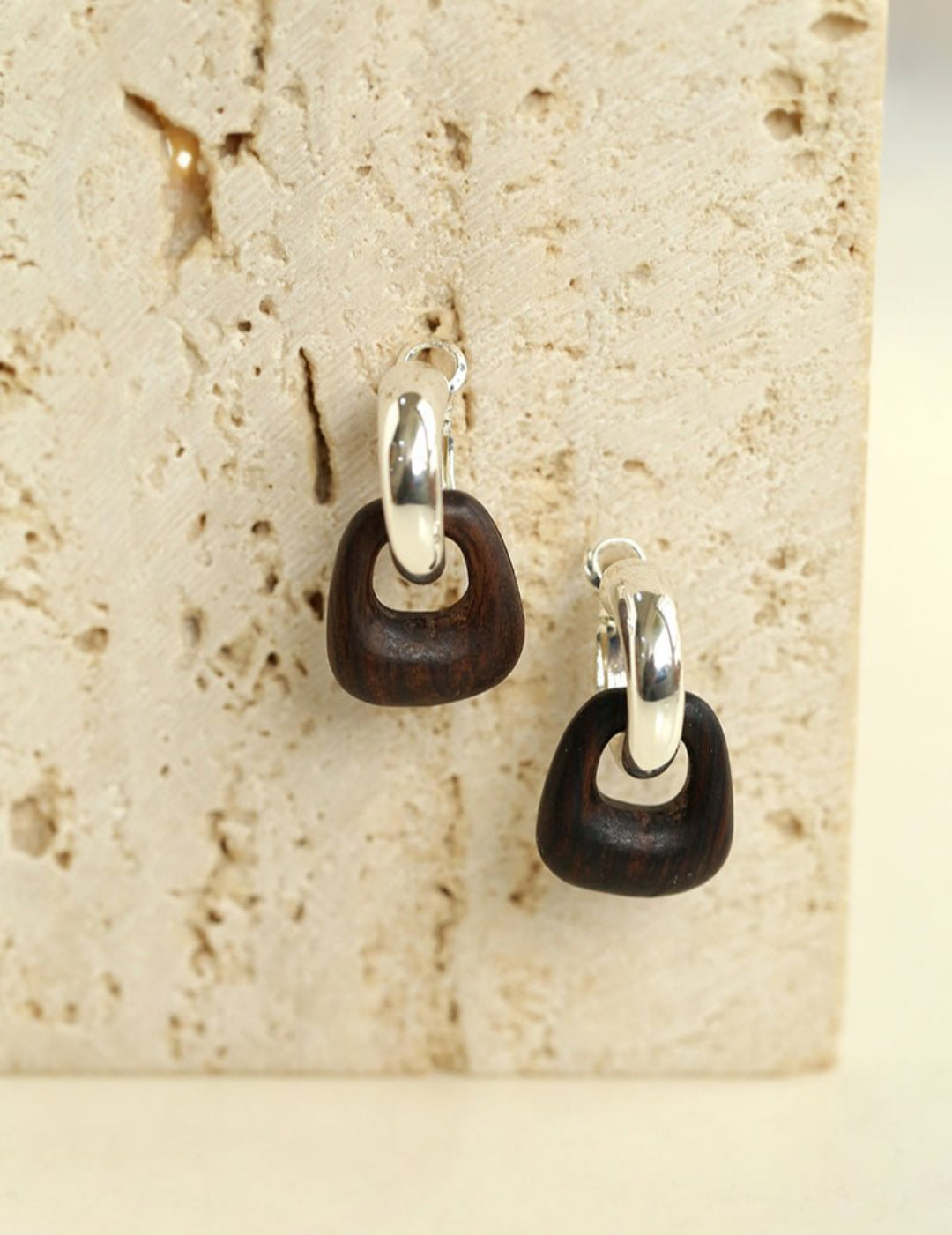 Tribal Totem Ebony Harmony Hoop Earrings-Gembea Jewelry