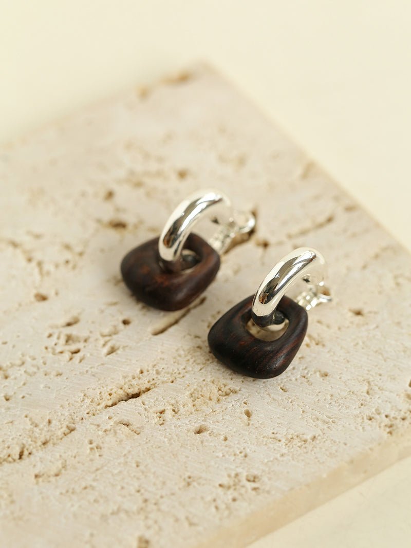Tribal Totem Ebony Harmony Hoop Earrings-Gembea Jewelry