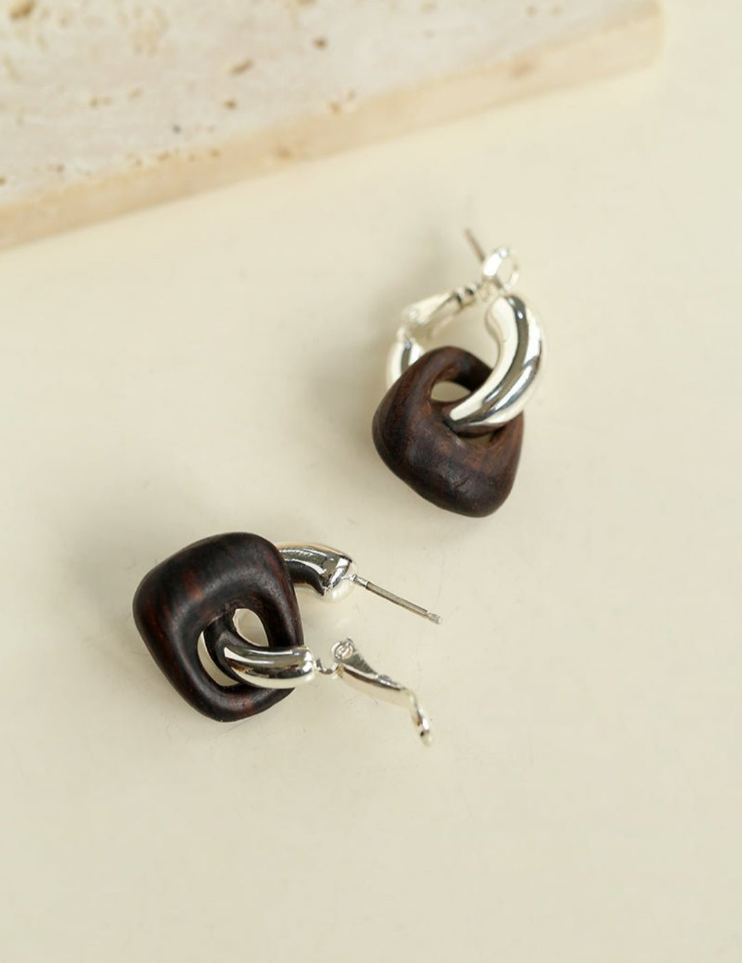 Tribal Totem Ebony Harmony Hoop Earrings-Gembea Jewelry