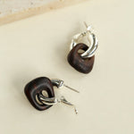 Tribal Totem Ebony Harmony Hoop Earrings-Gembea Jewelry