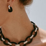 Tribal Totem Ebony Harmony Hoop Earrings-Gembea Jewelry