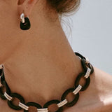 Tribal Totem Ebony Harmony Hoop Earrings-Gembea Jewelry