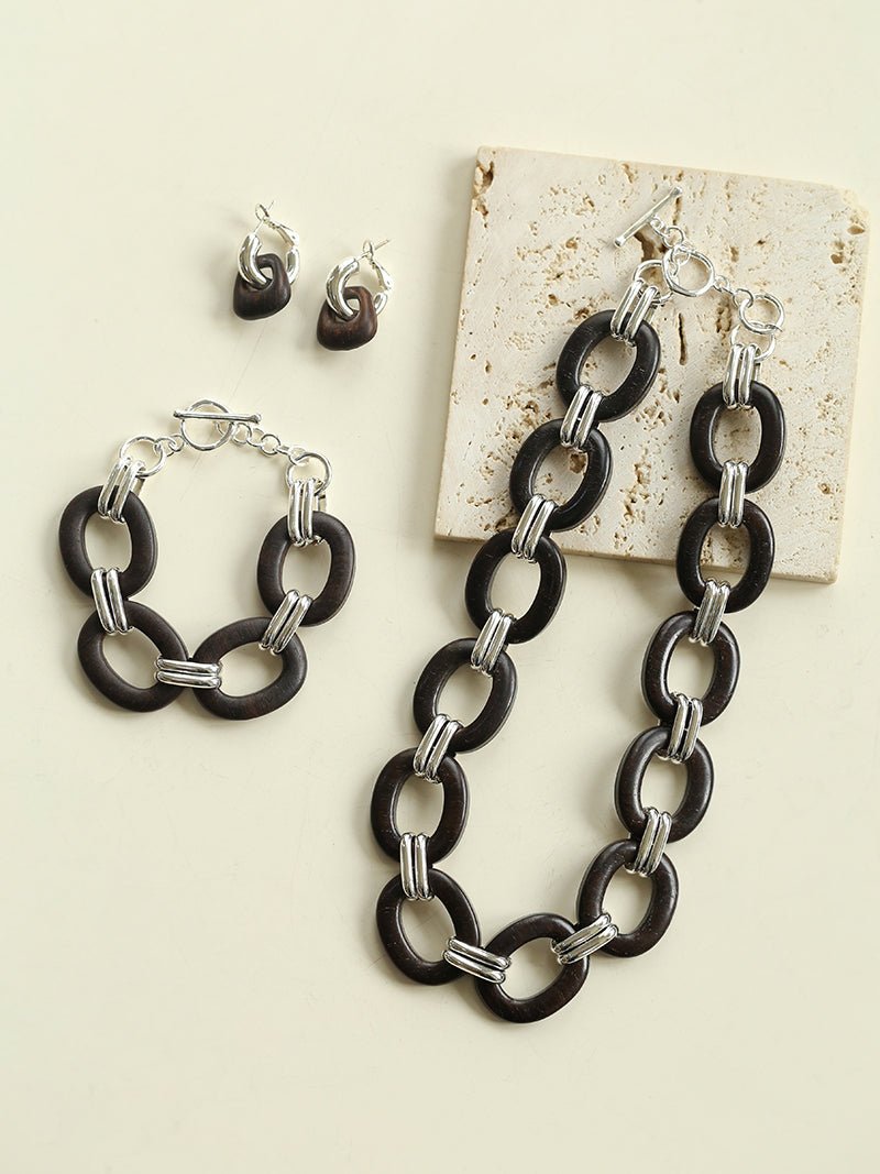 Tribal Totem Ebony Harmony Hoop Earrings-Gembea Jewelry