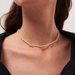 Zircon Natural Pearl Beaded Choker Necklace