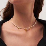 Zircon Natural Pearl Beaded Choker Necklace