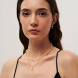 Cross Freshwater Pearl Drop Earrings gembea jewelry