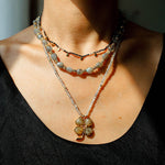 Lucky Four-leaf Clover Labradorite Charm Necklace-Gembea Jewelry