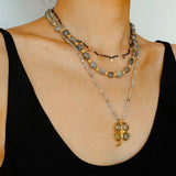 Lucky Four-leaf Clover Labradorite Charm Necklace-Gembea Jewelry