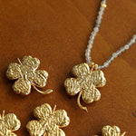 Lucky Four-leaf Clover Labradorite Charm Necklace-Gembea Jewelry