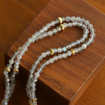 Lucky Four-leaf Clover Labradorite Charm Necklace-Gembea Jewelry