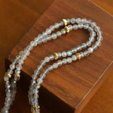 Lucky Four-leaf Clover Labradorite Charm Necklace-Gembea Jewelry