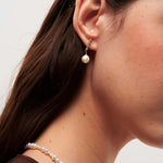 Vertical Zircon Freshwater Pearl Earrings gembea jewelry