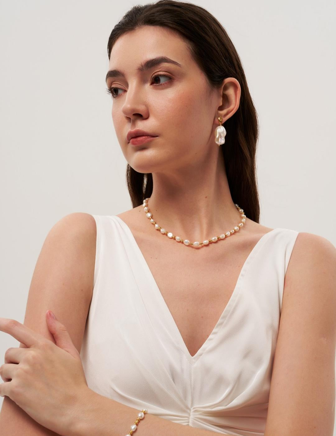 Lava Metal Baroque Pearl Drop Earrings gembea jewelry