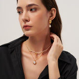 Round Baroque Pearl Pendant Chain Necklace gembea jewelry