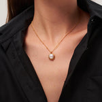 Round Baroque Pearl Pendant Chain Necklace gembea jewelry