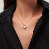 Round Baroque Pearl Pendant Chain Necklace gembea jewelry