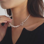 Gradient Artificial Pearl Collarbone Necklace-Gembea Jewelry