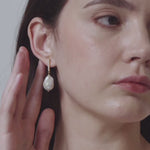 Vertical Zircon Baroque Pearl Drop Earrings gembea jewelry