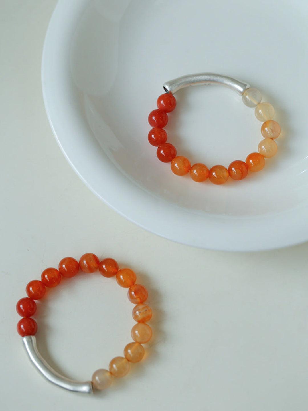 Red Agate Stretch Beaded Bracelet - Gembea Jewelry