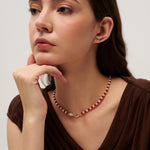 Bean Pod Red Agate Pearl Beaded Necklace gembea jewelry