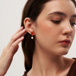 Vintage Heart-shaped Enamel Pearl Earrings gembea jewelry