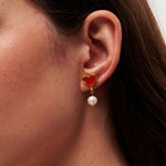 Vintage Heart-shaped Enamel Pearl Earrings gembea jewelry