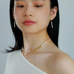 Simple Long Baroque Toothpick Pearl Earrings-Gembea Jewelry