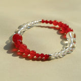 Sunlit Glow Gradient Red Agate Bracelet-Gembea Jewelry