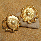 Sun Glow Bold Elegant Gold Silver Stud Earrings gembea jewelry