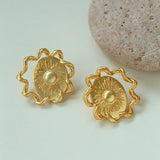 Sun Glow Bold Elegant Gold Silver Stud Earrings gembea jewelry