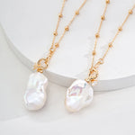 Baroque Pearl Pendant Chain Necklace - Gembea Jewelry